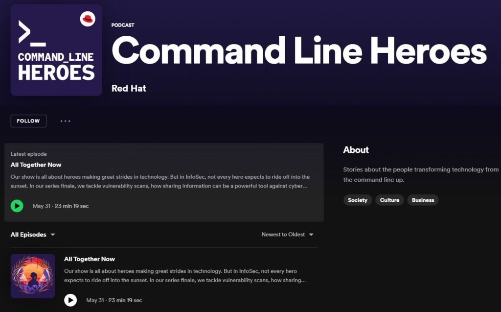 Command Line Heroes Podcast for cybersecurity you