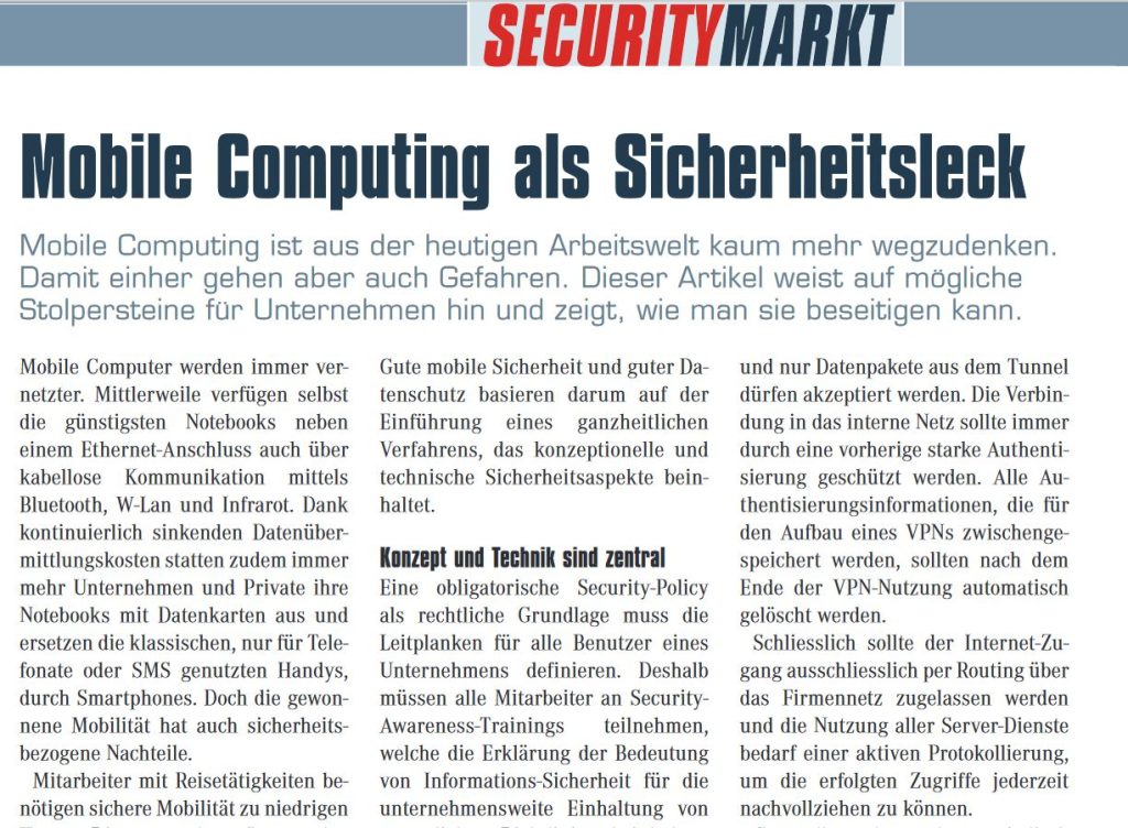 Mobile Computing als Sicherheitsleck