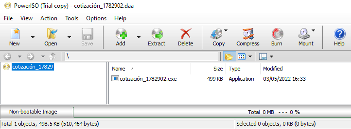 PowerISO - cotización_1782902.exe Included in cotización_1782902.daa