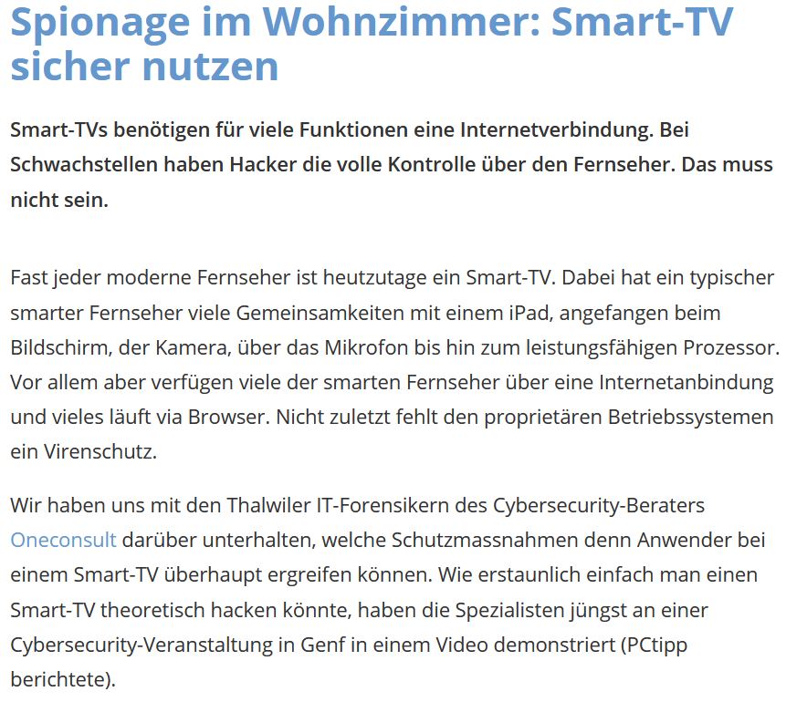 Spionage im Wohnzimmerv - Smart-TV sicher nutzen