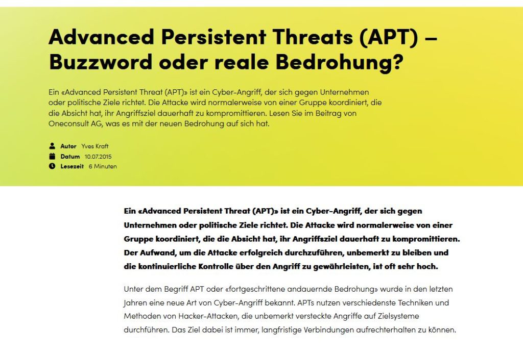 Advanced Persistent Threats (APT) – Buzzword oder reale Bedrohung?