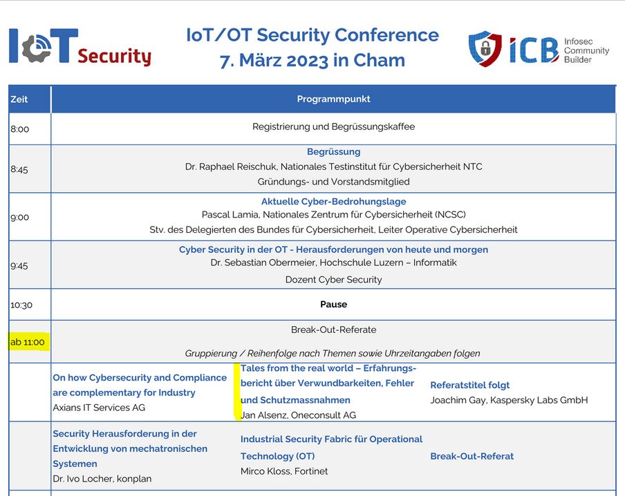 Programm IoT/OT Security Conference 2023