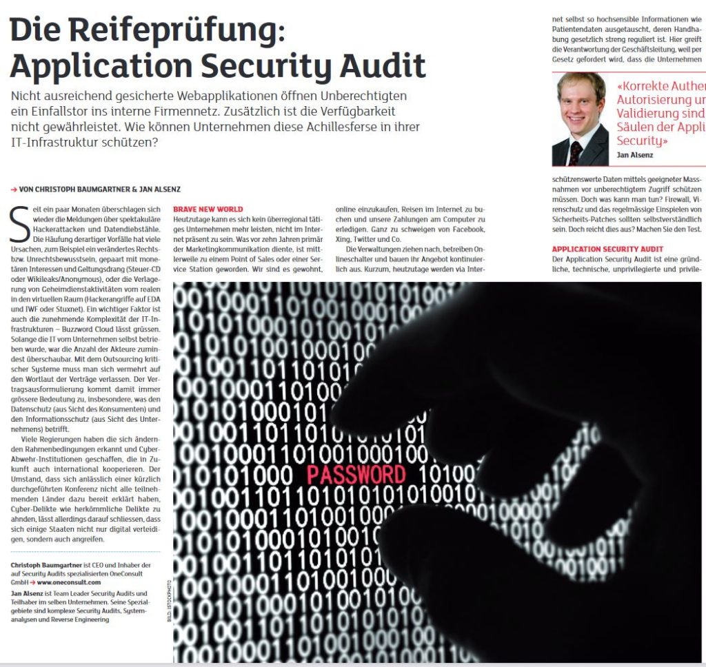 Die Reifeprüfung, Application Security Audit