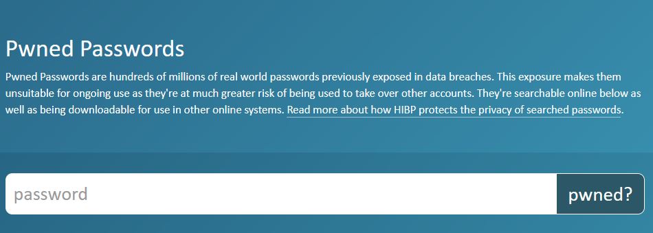 Pwned Passwords Website